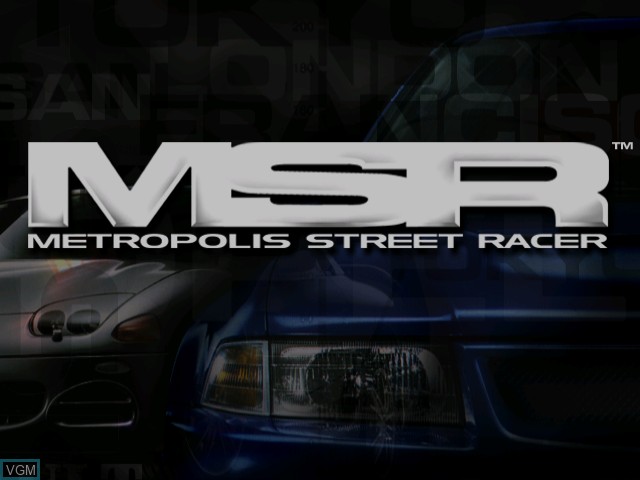 Title screen of the game Metropolis Street Racer on Sega Dreamcast