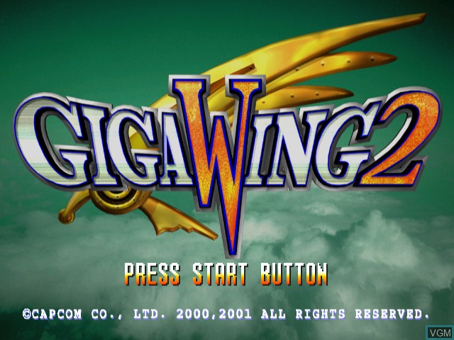 Title screen of the game Giga Wing 2 on Sega Dreamcast