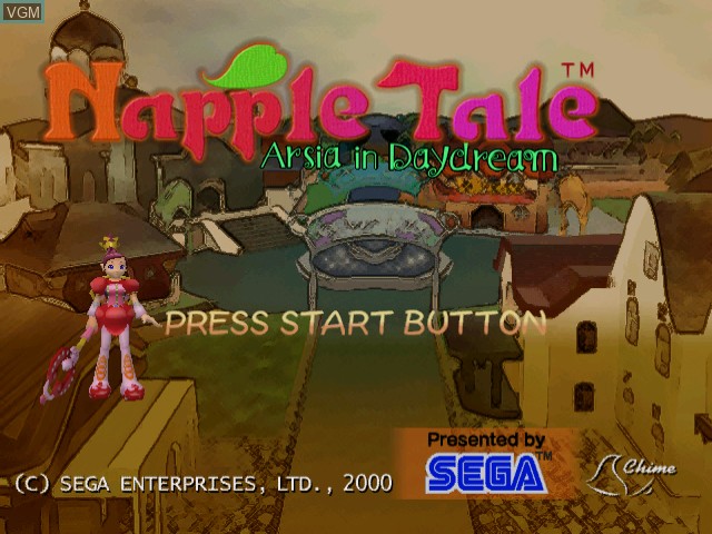 Title screen of the game Napple Tale - Arsia in Daydream on Sega Dreamcast