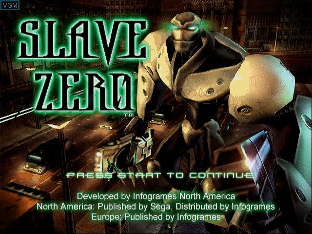 Title screen of the game Slave Zero on Sega Dreamcast