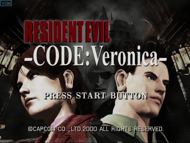 Title screen of the game Resident Evil Code - Veronica on Sega Dreamcast