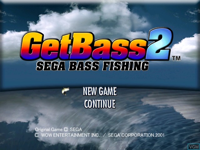 Title screen of the game Get Bass 2 on Sega Dreamcast