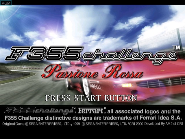 Title screen of the game F355 Challenge - Passione Rossa on Sega Dreamcast