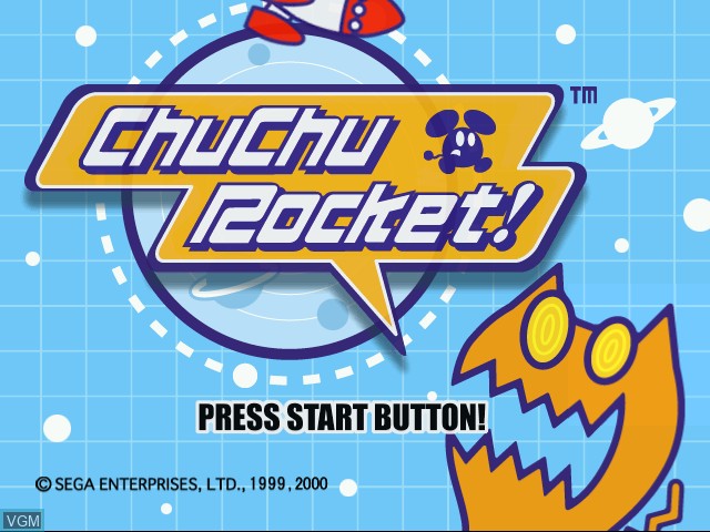 Title screen of the game ChuChu Rocket! on Sega Dreamcast