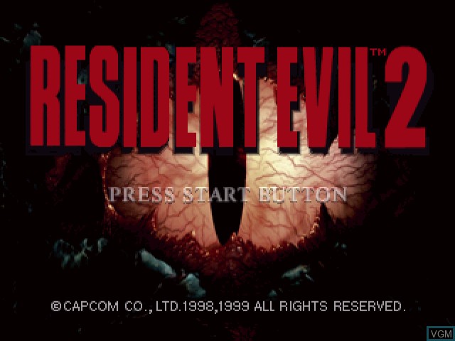 Title screen of the game Resident Evil 2 on Sega Dreamcast