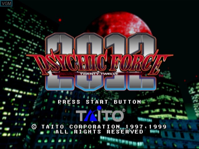 Title screen of the game Psychic Force 2012 on Sega Dreamcast