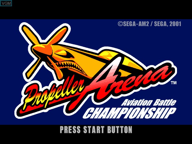 Title screen of the game Propeller Arena on Sega Dreamcast