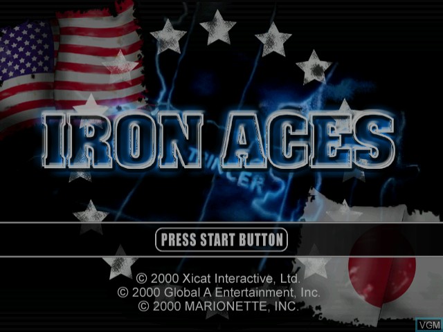 Title screen of the game Iron Aces on Sega Dreamcast