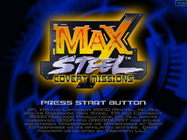 Title screen of the game Max Steel - Covert Missions on Sega Dreamcast
