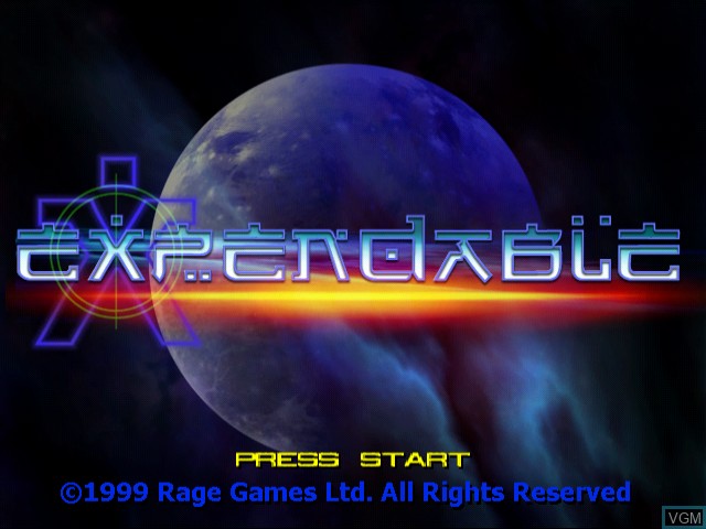 Title screen of the game Expendable on Sega Dreamcast