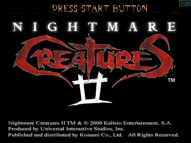 Title screen of the game Nightmare Creatures II on Sega Dreamcast