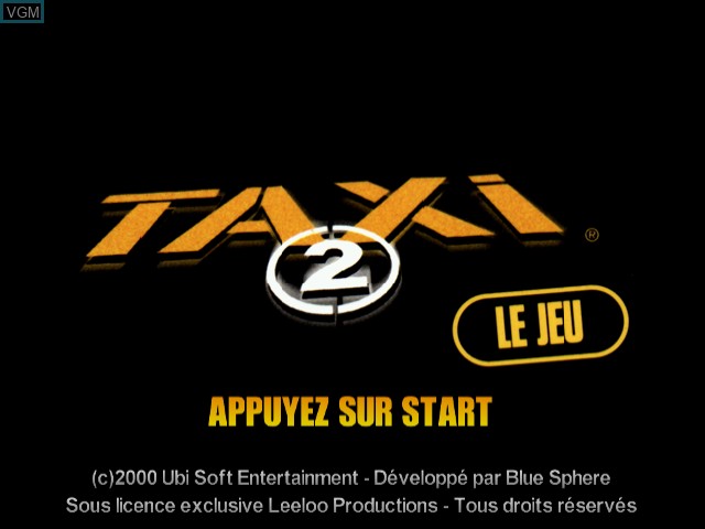 Title screen of the game Taxi 2 on Sega Dreamcast