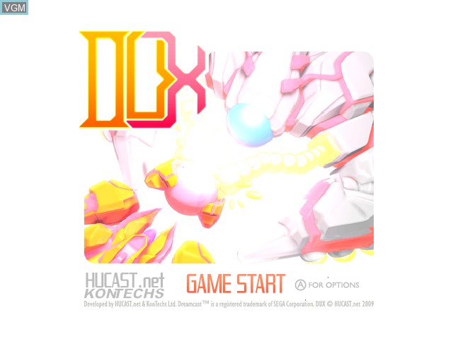 Title screen of the game DUX 1.5 on Sega Dreamcast