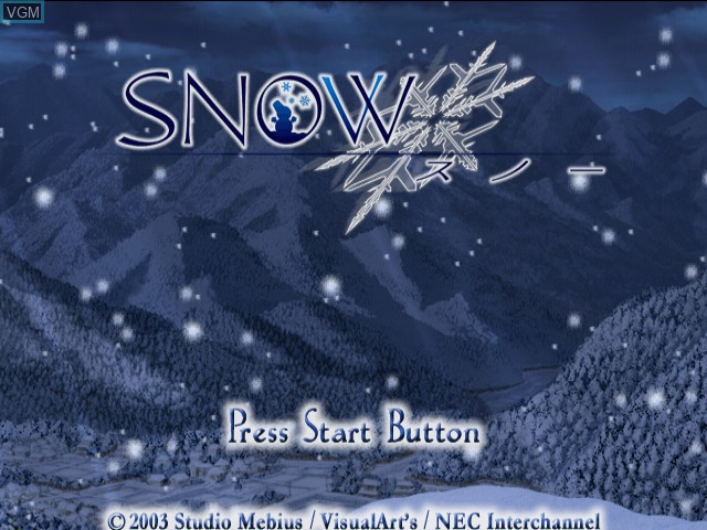 Title screen of the game Snow on Sega Dreamcast