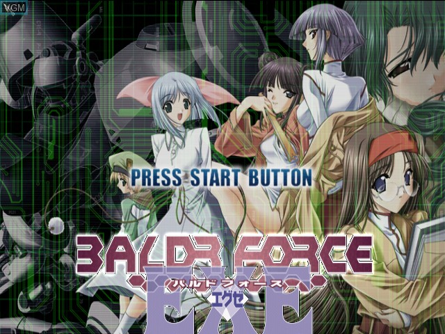 Title screen of the game Baldr Force EXE on Sega Dreamcast