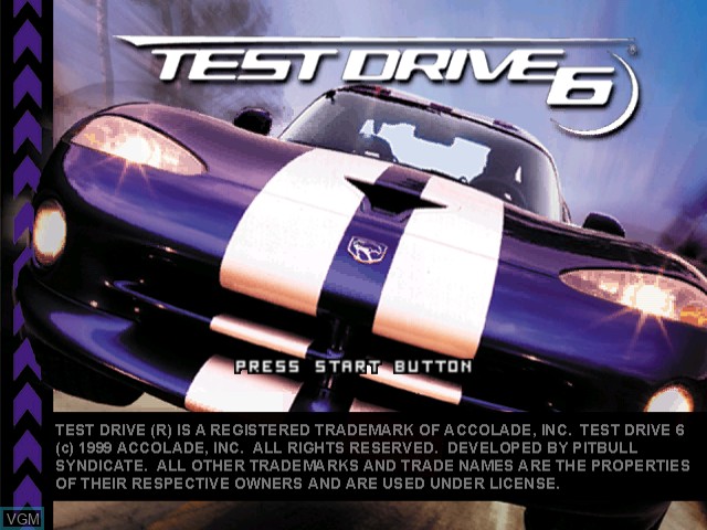 Title screen of the game Test Drive 6 on Sega Dreamcast