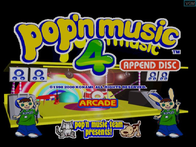 Title screen of the game Pop'n Music 4 Append Disc on Sega Dreamcast
