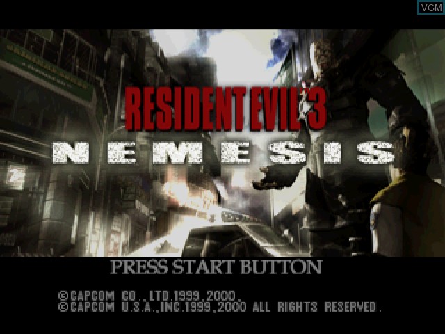 Title screen of the game Resident Evil 3 - Nemesis on Sega Dreamcast