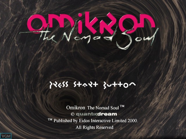 Title screen of the game Omikron - The Nomad Soul on Sega Dreamcast