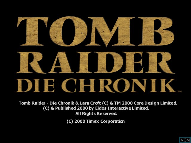 Title screen of the game Tomb Raider - Die Chronik on Sega Dreamcast
