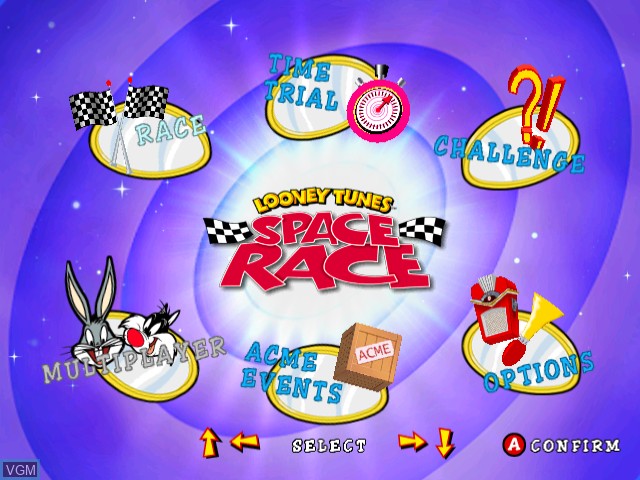 Menu screen of the game Looney Tunes - Space Race on Sega Dreamcast