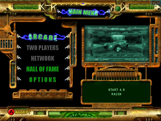 Menu screen of the game Pod 2 Multiplayer Online on Sega Dreamcast