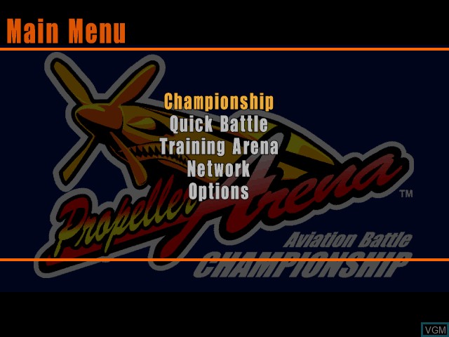 Menu screen of the game Propeller Arena on Sega Dreamcast