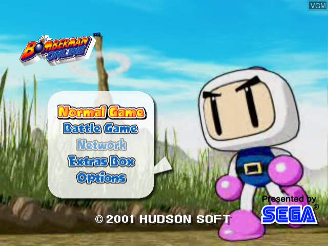 Menu screen of the game Bomberman Online on Sega Dreamcast