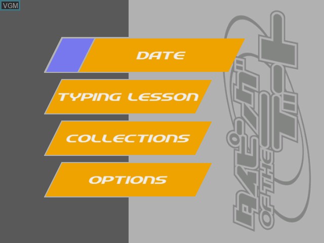 Menu screen of the game Typing of the Date on Sega Dreamcast