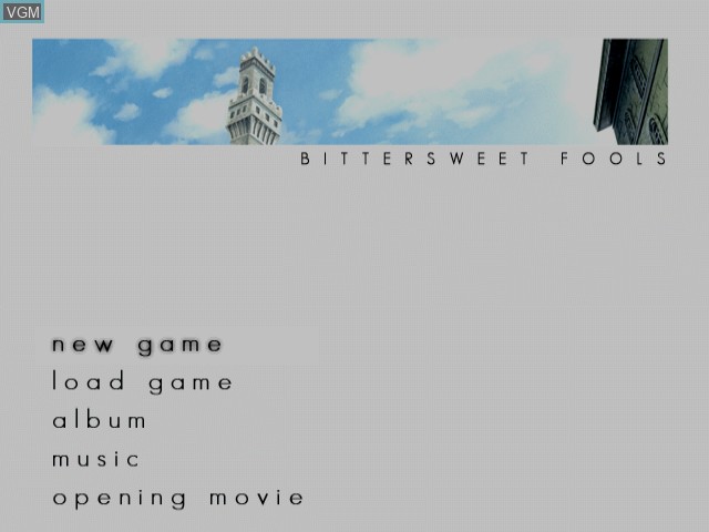 Menu screen of the game Simple 2000 Series Vol. 1 - Renai Adventure, The - Bittersweet Fools on Sega Dreamcast