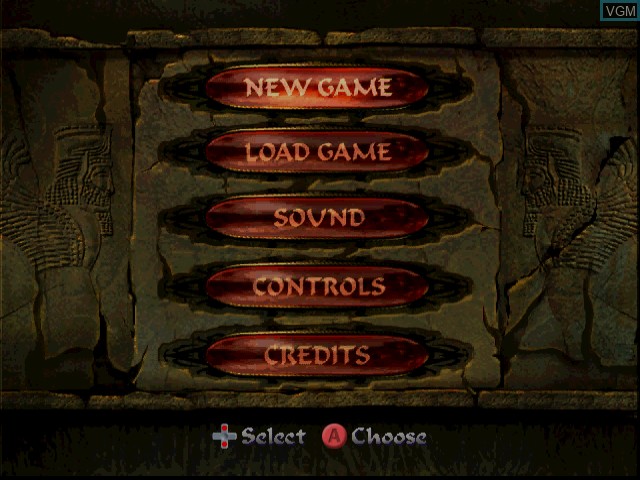 Menu screen of the game Prince of Persia - Arabian Nights on Sega Dreamcast