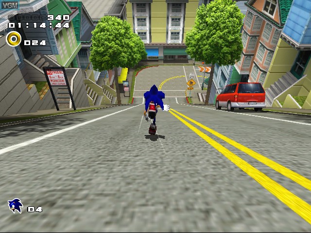 In-game screen of the game Sonic Adventure 2 on Sega Dreamcast