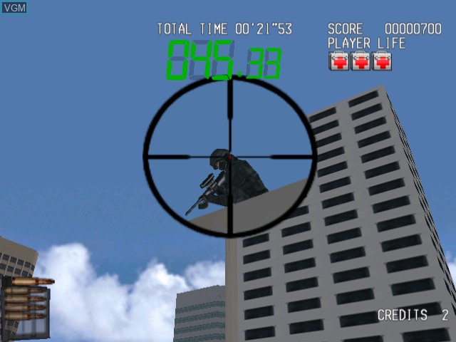 In-game screen of the game Silent Scope on Sega Dreamcast