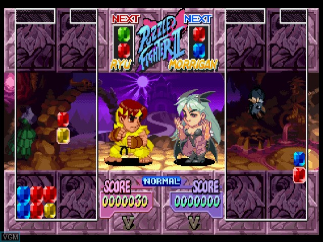 In-game screen of the game Super Puzzle Fighter II X for Matching Service on Sega Dreamcast