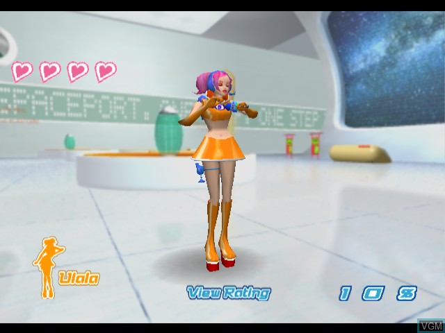 In-game screen of the game Space Channel 5 on Sega Dreamcast