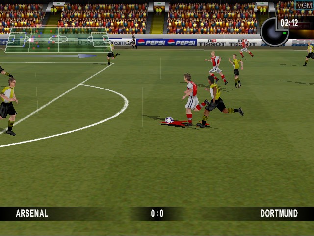 In-game screen of the game Sega Worldwide Soccer 2000 on Sega Dreamcast