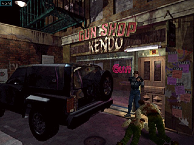 In-game screen of the game Resident Evil 2 on Sega Dreamcast