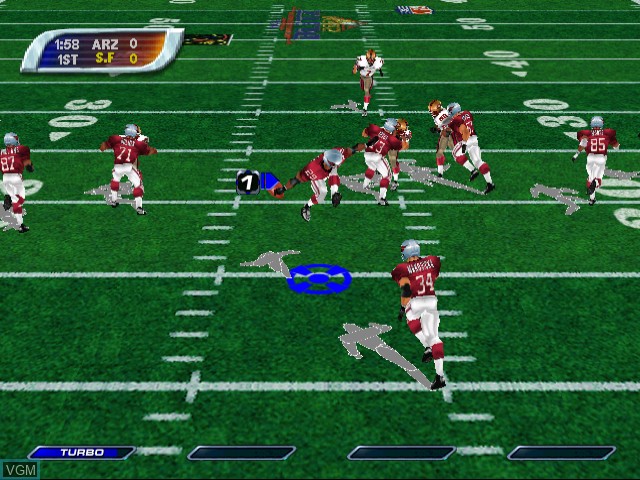 In-game screen of the game NFL Blitz 2001 on Sega Dreamcast