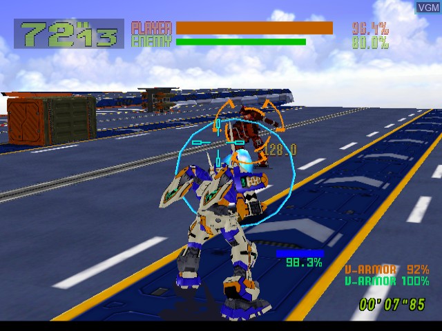 In-game screen of the game Cyber Troopers Virtual On - Oratorio Tangram on Sega Dreamcast