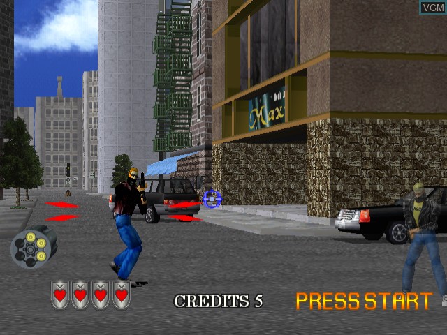 In-game screen of the game Virtua Cop 2 on Sega Dreamcast