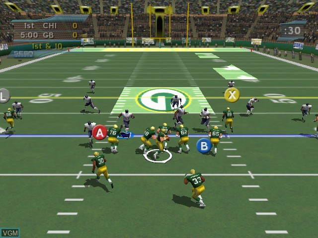In-game screen of the game NFL 2K2 on Sega Dreamcast