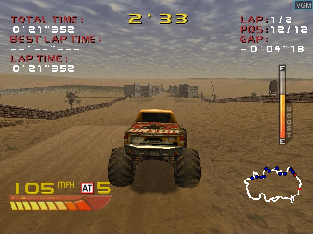In-game screen of the game 4 Wheel Thunder on Sega Dreamcast