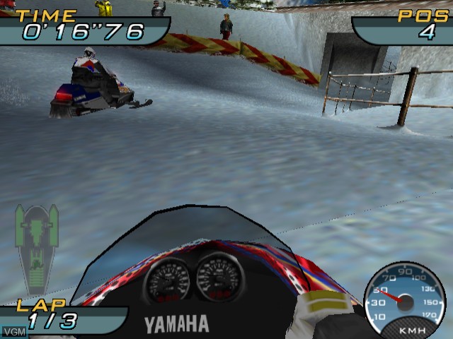 In-game screen of the game SnoCross Championship Racing on Sega Dreamcast