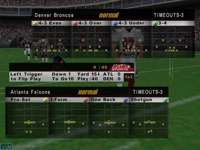 In-game screen of the game NFL Quarterback Club 2000 on Sega Dreamcast