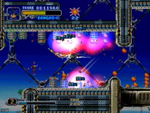 In-game screen of the game Bangai-O on Sega Dreamcast