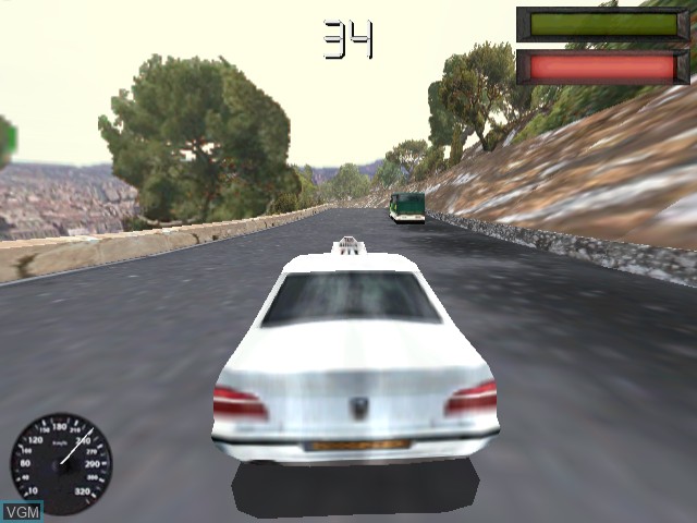 In-game screen of the game Taxi 2 on Sega Dreamcast