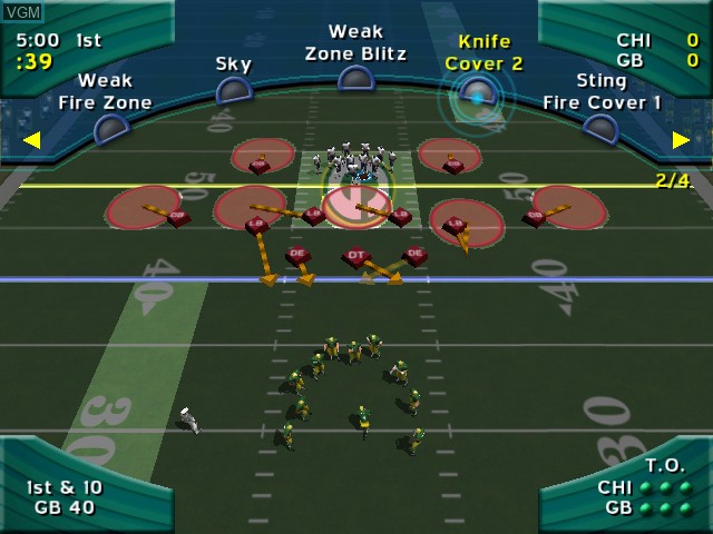 In-game screen of the game NFL 2K2 on Sega Dreamcast