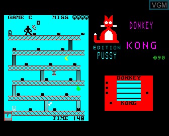 In-game screen of the game Donkey Kong on Exelvision EXL 100