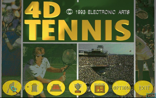 Menu screen of the game 4D Tennis on Fujitsu FM Towns