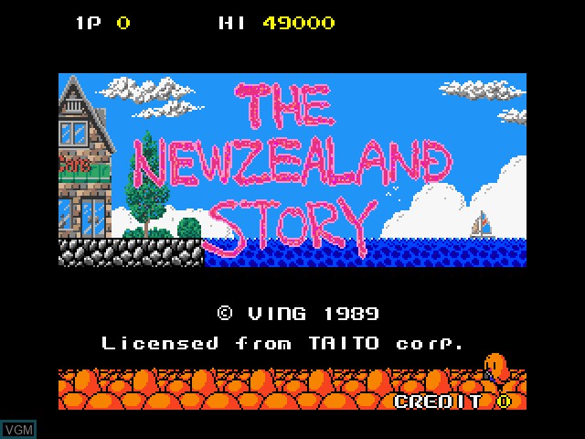Menu screen of the game New Zealand Story, The on Fujitsu FM Towns